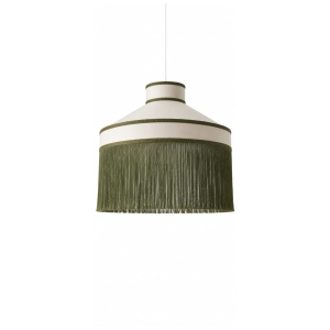 LUMINÁRIA SOFIE BEGE COM FRANJAS VERDES